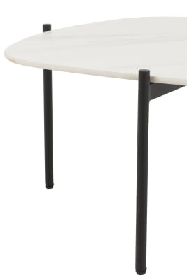 Mesa Auxiliar Oval Metal/Porcelana Blanco Small
