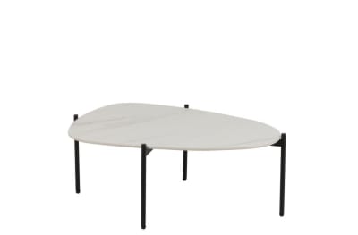 Mesa Auxiliar Oval Metal/Porcelana Blanco Small