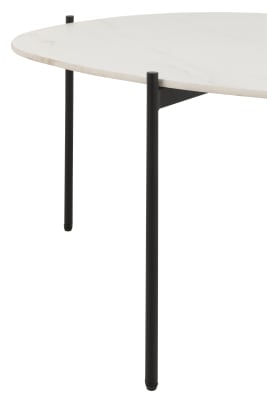 Mesa Auxiliar Oval Metal/Porcelana Blanco Large