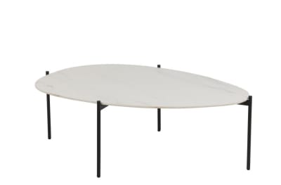 Mesa Auxiliar Oval Metal/Porcelana Blanco Large