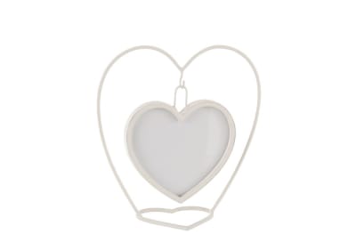 Photo Holder Heart Metal White