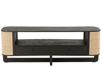 Tv Furniture Molly Exotic Wood/Rattan Black