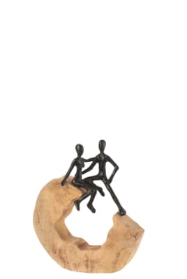 Figura Pareja Sentado Mango/Aluminio Negro