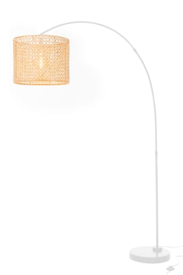 Lamp Standing Roma Bamboo Metal Natural/White