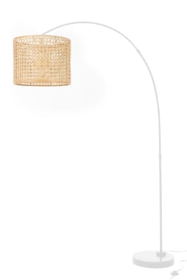 Lamp Standing Roma Bamboo Metal Natural/White