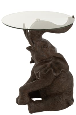 Mesa Elefante Poli/Vidrio Marrón Oscuro 