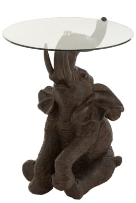 Mesa Elefante Poli/Vidrio Marrón Oscuro 