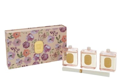 Caja 3 Aceite De Fragancia+Palos Happiness Blooms Rosa