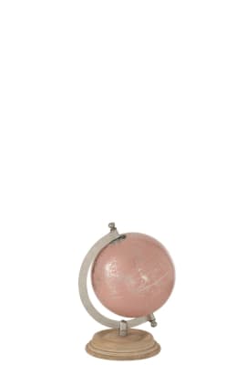 Globo En Pie Madera Rosa Claro/Oro Small