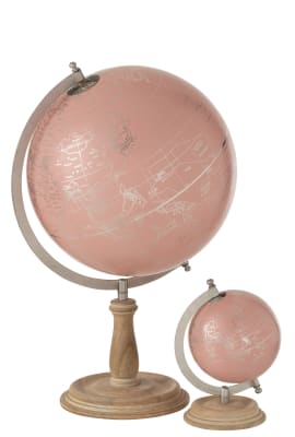 Globo En Pie Madera Rosa Claro/Oro Medium