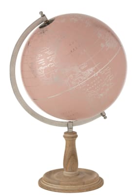 Globo En Pie Madera Rosa Claro/Oro Medium