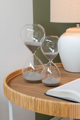 Reloj De Arena Decorativo Cristal/Arena Gris Small