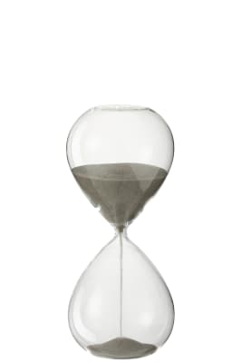 Reloj De Arena Decorativo Cristal/Arena Gris Medium
