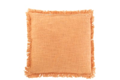 Cojín Flecos Algodón Terciopelo Naranja 