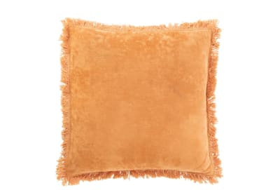 Cojín Flecos Algodón Terciopelo Naranja 