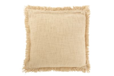 Cojín Flecos Algodón Terciopelo Beige