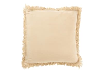 Cojín Flecos Algodón Terciopelo Beige
