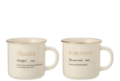 Taza Aje Happiness Thanks Cerámico Oro