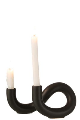 PALMATORIA TORSION 2 VELAS CERAMICA NEGRO