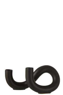 PALMATORIA TORSION 2 VELAS CERAMICA NEGRO