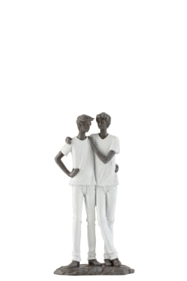 Pareja Hombres Poli Blanco/Gris