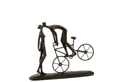 PAREJA BESO EN BICICLETA POLI MARRON OSCURO