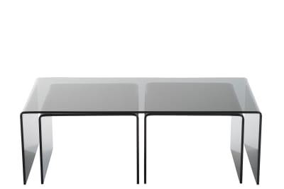 S/3 Mesa De Salón Cristal Negro