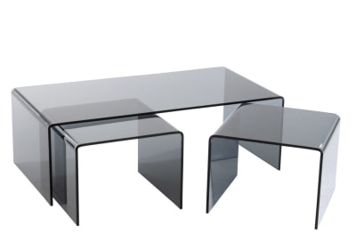 S/3 Mesa De Salón Cristal Negro