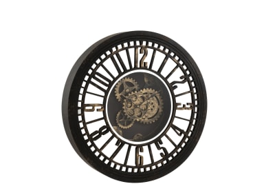 Reloj Mecanismo Visible Espejo Antiguo Negro/Oro