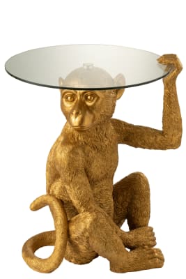Mesa Mono Vidrio Poli Oro