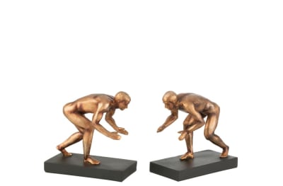 SET DE 2 SUJETALIBROS DEPORTISTAS POLI BRONCE