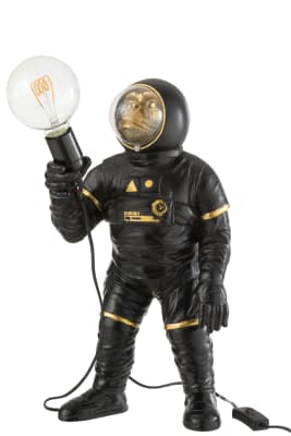 Lámpara De Mesa Astronauta Poly Negro/Oro