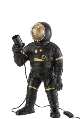 Lámpara De Mesa Astronauta Poly Negro/Oro