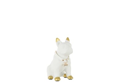 Perro Cerámica Blanco/Oro Small