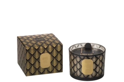 VELA PERFUMADA MIDNIGHT DELUXE SAPPHIRE AMBER TEA CRISTAL NEGRO/ORO SMALL-30H