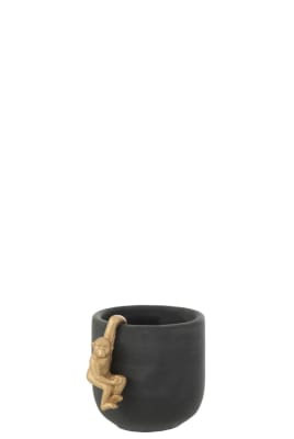 MACETA MONO CEMENTO NEGRO/ORO SMALL
