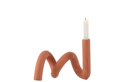 CANDELERO CURVA 1 VELA CERAMICA NARANJA