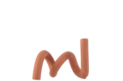 CANDELERO CURVA 1 VELA CERAMICA NARANJA