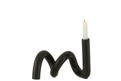 CANDELERO CURVA 1 VELA CERAMICA NEGRO