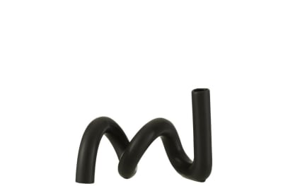 CANDELERO CURVA 1 VELA CERAMICA NEGRO