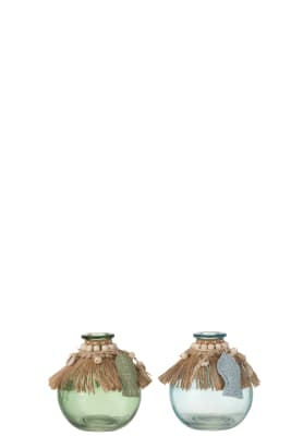 Jarron Yute/Pez Vidrio Azul/Verde Small Surtido De 2