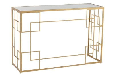 CONSOLA LINEAS METAL/CRISTAL ORO
