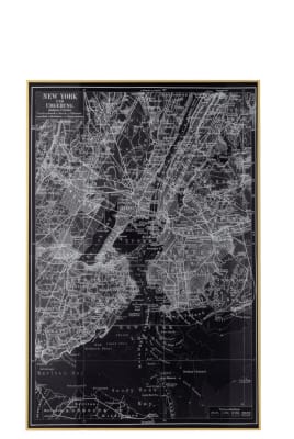 Decoración Mural Nueva York Vidrio/ Aluminio Negro