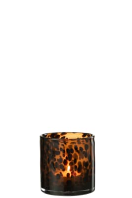 CANDELABRO CILINDRO PUNTITOS CRISTAL MARRON/ NEGRO SMALL