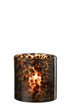 CANDELABRO CILINDRO PUNTITOS CRISTAL MARRON/ NEGRO MEDIUM