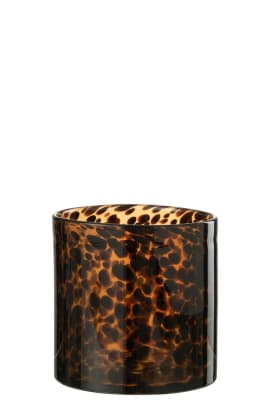CANDELABRO CILINDRO PUNTITOS CRISTAL MARRON/ NEGRO MEDIUM