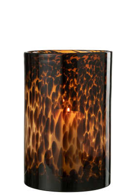 CANDELABRO CILINDRO PUNTITOS CRISTAL MARRON/ NEGRO LARGE