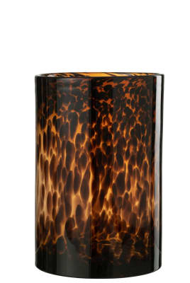 CANDELABRO CILINDRO PUNTITOS CRISTAL MARRON/ NEGRO LARGE