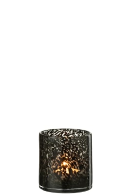 CANDELABRO CILINDRO PUNTITOS CRISTAL NEGRO SMALL