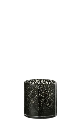 CANDELABRO CILINDRO PUNTITOS CRISTAL NEGRO SMALL